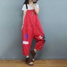 Comfortable, One of Kind. Overalls online shop,|Hand Wash|Summer|Black|One Size|Female|Loose|Pullover|Denim|Letter|Full Length|Button|Street Painted Overalls, Ripped Overalls, Denim Pants Fashion, Overalls Fashion, Overall Outfit, Black Overalls, Print Denim, Frayed Jeans, Denim Patterns