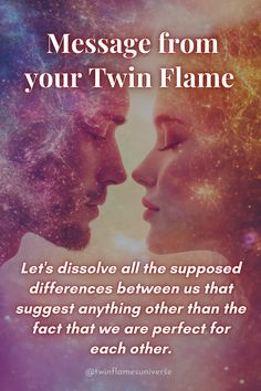 two people facing each other with the words message from your twin flame