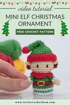 a small crochet christmas ornament is shown with the text overlay