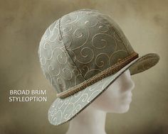 "SEWING PATTERN (a downloadable pdf file written in English) Sybil This romantic 1920's style hat is now an exciting sewing project. You can create a broad or narrow brim with this versatile pattern. Using plastic or metal brim wire, you can sculpt a curvaceous or flap brimmed hat. This PDF file is instantly downloadable and can be printed on 8.5\"x11\" letter sized paper or A4 paper. It contains cut-out pattern shapes for a full range of sizes, detailed illustrations of each step of the project Hat Sewing Patterns, Cloche Hat Pattern, 1920s Hat, Sewing Terms, Hat Sewing, Sewing Hats, Large Brim Hat, Hat Patterns To Sew, Top Hats