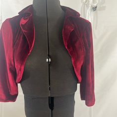 Ts. Couture- Lan Ting Lightinthebox Burgundy Velour Small Never Worn Great Condition No Smoking Environment 3/4 Inch. Sleeves Arm Circumference- 12 3/4in; Bust 32 3/4 In; Shoulder 15 1/4 In. * Pictures Of Dark Green Bolero Is For Styling Ideas Only Fitted Burgundy Outerwear For Party, Fitted Burgundy Party Outerwear, Green Bolero, Bolero Shrug, Styling Ideas, Red Purple, Dark Green, 4 Inch, Size 2