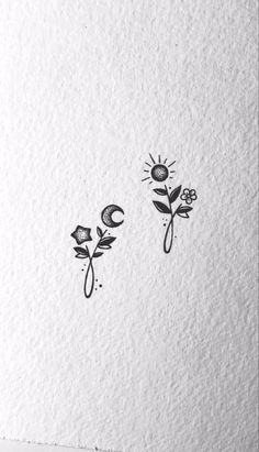 three flowers are drawn in black ink on white paper, with the word love written below them