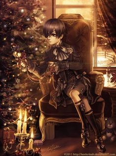 Ciel Phantomhive Manor, Ceil Phantomhive, Manga Christmas, Angel Beats Anime, Happy Festivus, Christmas Anime, Illustration Studio