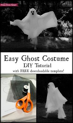 an easy ghost costume with free printable template