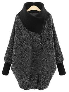 Shop Grey High Neck Zipper Loose Coat online. SheIn offers Grey High Neck Zipper Loose Coat & more to fit your fashionable needs. Turtleneck Coat, Wool Winter Coat, Loose Coats, Glad Rags, Chic Clothing, Knitted Coat, Long Sleeves Coats, Long Sleeve Turtleneck, Winter Jackets Women