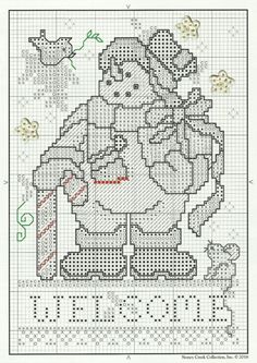 a cross stitch pattern with an image of a teddy bear