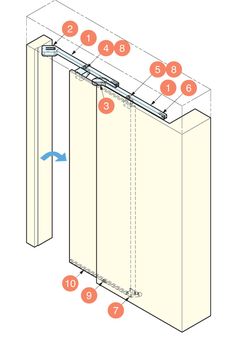 the diagram shows how to install an overhead sliding door with numbers and measurements for each section