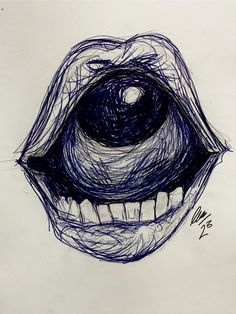 a drawing of an open mouth with the teeth drawn to look like it is smiling