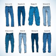 Jeans Fitting Guide Jeans Preppy, Jeans Drawing, Celana Fashion, Baggy Jeans Outfit, Trendy Bags, Outfits Baggy, Baggy Jean