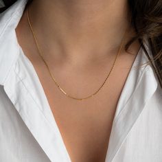 "Delicate and minimalist chain necklace is great for layering or for a sweet dainty look! - - - D E T A I L S  - - - * Made of 925 Sterling Silver * THICK plating of 14k Gold or Rhodium for a piece that will be with you for years to come! * 16\" + 3\" Ext Chain * Nickel-free & Hypoallergenic  * Lobster Clasp Closure Necklace on Model: https://www.etsy.com/listing/1332041487/medallion-necklace-dainty-necklace-gold?click_key=88a29a52c4357bc8f6512d4d5a2b9a945ae105c4%3A1332041487&click_sum=1440b153&ga_search_query=medallion&ref=shop_items_search_2&pro=1&frs=1&sts=1 Made with 100% Pure Love! ♡ Happy to answer any questions you may have! 🥰 Let's Connect! 🥰 IG: samijewels_" Classic Charm Necklace With Delicate Chain For Everyday, Simple Necklace With Delicate Chain For Layering, Simple Everyday Chain Necklace, Simple Delicate Chain Necklace For Layering, Minimalist Delicate Chain Charm Necklaces For Layering, Minimalist Charm Necklaces For Layering, Dainty Cable Chain Necklace, Simple Jewelry With Delicate Link Chain, Minimalist Delicate Chain Necklaces For Layering