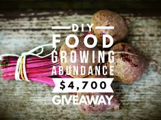 potatoes and radishes on a wooden table with the words diy food growing abundance $ 4, 700 giveaway