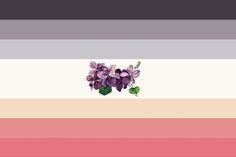 an image of flowers that are on the side of a striped wallpaper pattern with pink, purple and white stripes