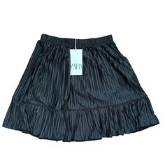 Zara Black Pleated Skirt! Pull On Style With An Elastic Waistband. Size: Small Condition: New With Tags Measurements (Pro Tip! Measure Your Clothes And Compare) Waist Measurement At 12” Relaxed, With Elastic Band Length 17.25” Approximately Brand: Zara Casual Black Pleated Skirt With Elastic Waistband, Trendy Black Mini Skirt With Elastic Waistband, Black Pleated Skirt With Elastic Waistband For Summer, Casual Ruffled Skirt By Zara, Casual Zara Ruffled Skirt, Zara Casual Ruffled Skirt, Zara Casual Tiered Mini Skirt, Trendy Pleated Zara Bottoms, Zara Black Mini Skirt For Summer