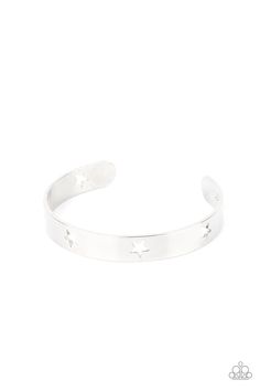 Airy silver stars are cutout along a classic silver cuff, creating a stellar centerpiece around the wrist. Sold as one individual bracelet. Silver Star Bracelet, Accessories Website, Star Cut Out, Diamond Life, Business Contact, Star Bracelet, Paparazzi Accessories, Affordable Jewelry, Paparazzi Jewelry