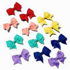 Claire's Club Rainbow Mini Hair Bow Clips - 12 Pack Hair Accessories For Kids, Mini Hair Bows, Hair Bow Clips, Cute Hair Accessories, Claire's Accessories, Kids Hair Clips, Rainbow Bow, Children's Day Gift, Mini Bows