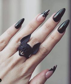 Nails Bats, Wolf Bat, Nail Bat, Ring Combo, Bat Nails, Bat Ring, Shaped Nails