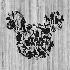 star wars silhouettes are arranged in the shape of a mickey mouse's head