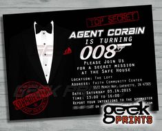 a black and white poster with the words agent corin is turning 008 on it