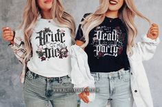 Til Death Do Us Party Gothic Bachelorette Unisex Tshirt XS-5XL / Bride or Die, Spooky Bach Party Shirts, Halloween Bachelorette, Goth Bride - Etsy Gothic Bachelorette, Bach Party Shirts, Goth Bride, Bach Party, Style Change, Unisex Tshirt, Party Shirts, Clothing Company