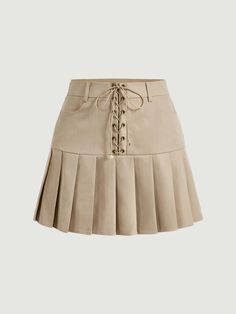 Caqui Casual Collar  Tela tricotada Liso Tablas Embellished No-Elástico  Bottoms de Mujer Dark Balletcore, Ladies Closet, Journal Banner, Random Clothes, Women Skirts, Cute Skirts, Men's Beauty, Fashion Aesthetic, School Outfits