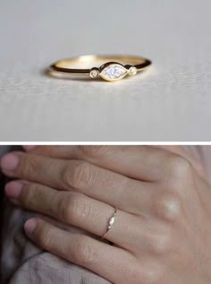 two different views of a woman's wedding ring