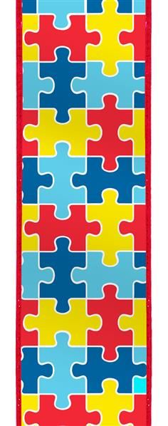 Autism Awareness Puzzle Piece Wired Ribbon : Red Yellow Blue - 2.5 Inches x 10 Yards (30 Feet) Go Ku, Bow Craft, Vbs 2023, Rock Chalk, Color Puzzle, Wreath Supplies, Puzzle Piece, Wreath Bow, Awareness Ribbons