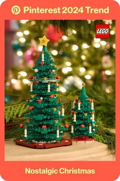 a christmas tree made out of legos is featured in this postcard for the nostalgic christmas