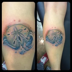 two pictures of the same tattoo on one arm and another with an octopus in it