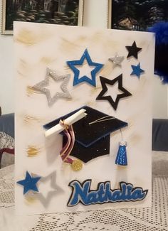 a card with graduation decorations on it