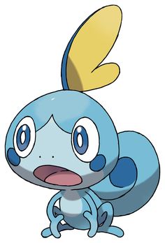 a blue and yellow pokemon character with big eyes