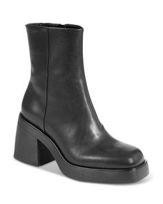 Vagabond Women's Brooke Square Toe High Heel Boots Shoes - Bloomingdale's Low Heel Black Boots, Vagabond Boots Outfit, Colure Pallet, Black Boots Heels, Vagabond Brooke, Black Square Toe Boots, Aesthetic Boots, Square Boots