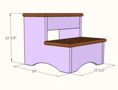 a drawing of a step stool with measurements for the top and bottom part on it