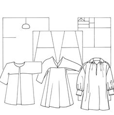 three dresses are shown in black and white, one is made out of two sheets of paper