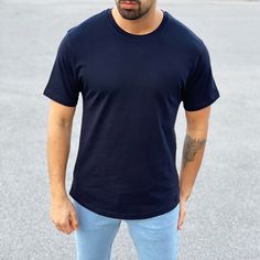 Men's Basic Round Neck T-Shirt In New Navy body size S Color Navy Blue Affordable Streetwear, Urban Culture, Trainers Shoes, Men Street, Home T Shirts, Mens Street Style, Shirt Accessories, Body Size, Fashion Brand