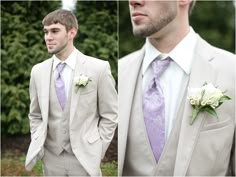 three different shots of a man in a suit and tie