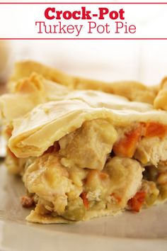 Crock-Pot Turkey Pot Pie - Your family will enjoy this warm, moist and delicious recipe for Crock-Pot Turkey Pot Pie any day of the week! Turkey, veggies, potatoes, & a crusty top! [Low Fat, Low Sugar & 8 Weight Watchers SmartPoints per serving!] #CrockPotLadies #CrockPot #SlowCooker #TurkeyRecipes Turkey Pot Pie Easy, Pot Pie Recipe Easy, Best Turkey Recipe, Turkey Pot Pie Recipe, Easy Chicken Pot Pie Recipe, Turkey Pie, Homemade Crust, Turkey Pot, Crockpot Turkey