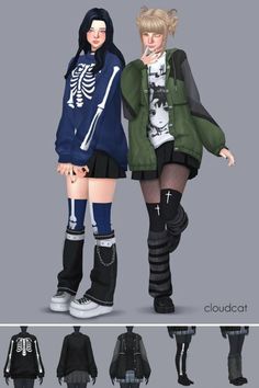 two young women dressed in goth clothing and boots