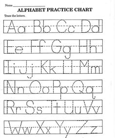 an alphabet practice chart with letters and numbers