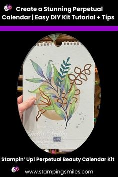 the stampin'up perpetual beauty calendar kit is shown in front of a black background