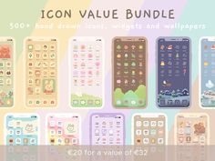 the icon value bundle is available for $ 20 and includes icons, wallpapers, and stickers