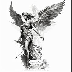 Long Rib Tattoo, Arch Angel Tattoo Design, Female Angel Tattoo Design, Angel Tattoo Drawings, Angel Stencil, Angel Drawings, Angels Tattoo, Beautiful Angel Tattoos, Justice Tattoo