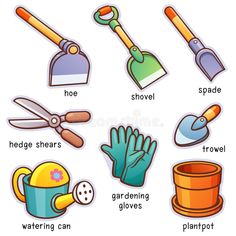 gardening related items including gloves and shovels