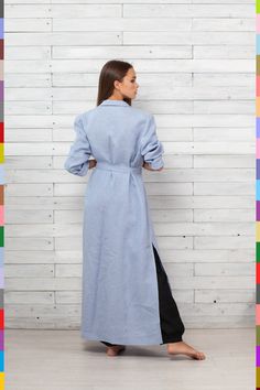 Синее пальто. Льняной пальто. Классическое льняное пальто. | Etsy Россия Oversized Long Blue Outerwear, Blue Collared Outerwear For Office, Spring Blue Outerwear With Hidden Button Closure, Blue Spring Outerwear With Hidden Button Closure, Oversized Blue Outerwear With Lapel Collar, Blue Outerwear With Hidden Button Closure For Spring, Blue Long Outerwear For Spring, Long Blue Outerwear For Spring, Long Blue Spring Outerwear