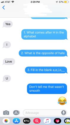 two texts that are being shared to someone on their cell phone, one is saying what comes after h in the alphabet