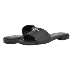 PRICES MAY VARY. Meet your new everyday sandal, the Tamed low heel slide by Guess. This everyday style features the iconic Guess Triangle easy to pair with a dress of skirt for an everyday effortless look Open/Square Toe Slip-on Closure 0.67" heel height Everyday Sandals, Kids Luggage, Luxury Store, Pharmacy Gifts, Everyday Style, A Dress, Flat Sandals, Low Heels, Black Sandals