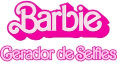 the logo for barbie's selfie generator, which is pink and has white letters on