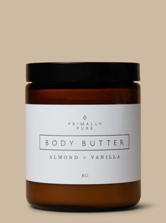 Almond + Vanilla Body Butter Body Butter primally pure Hygiene Products Body Moisturizer, Laura Mercier Body Lotion, Laura Mercier Bath Honey, Primally Pure, Body Butter Labels, Vanilla Body Butter, Natural Body Butter, Extra Virgin Coconut Oil, Organic Shea Butter