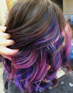 Undercut Haircut, Dark Purple Hair, Peekaboo Hair, Makeup Tip, Rainbow Hair Color, Blue Streaks