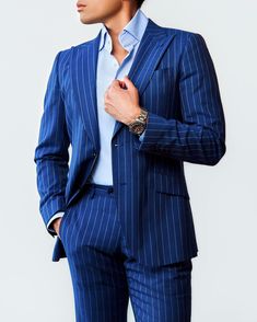 Men's Blue Pinstripe Suit, Blue Pinstripe Suit Men, Navy Blue Pinstripe Suit, Blue Pinstripe Suit, Prom Men, Trends 2025, Light Blue Shirt, Blue Suit Wedding, Clothing Trends