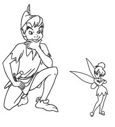 tinkerbell and peter the fairy coloring pages